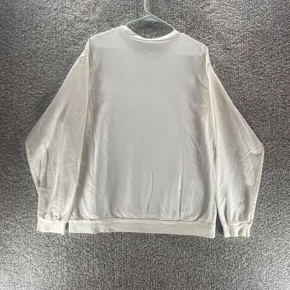 Vintage Eddie Bauer Sweater Mens Medium White Crew Neck Pullover Sweatshirt 90s - Picture 10 of 15